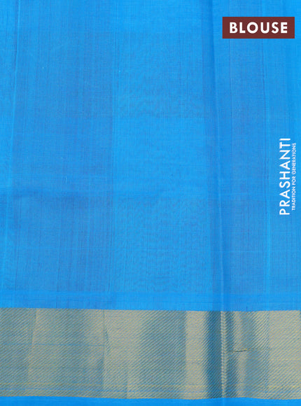 Silk cotton saree deep maroon and light blue with allover paalum pazhamum checks & buttas and zari woven border