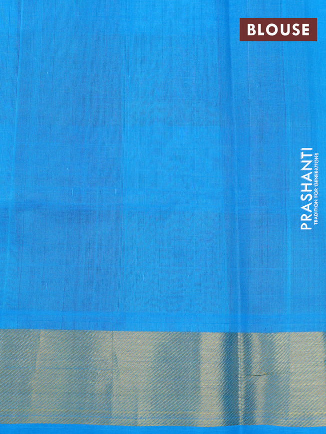 Silk cotton saree deep maroon and light blue with allover paalum pazhamum checks & buttas and zari woven border