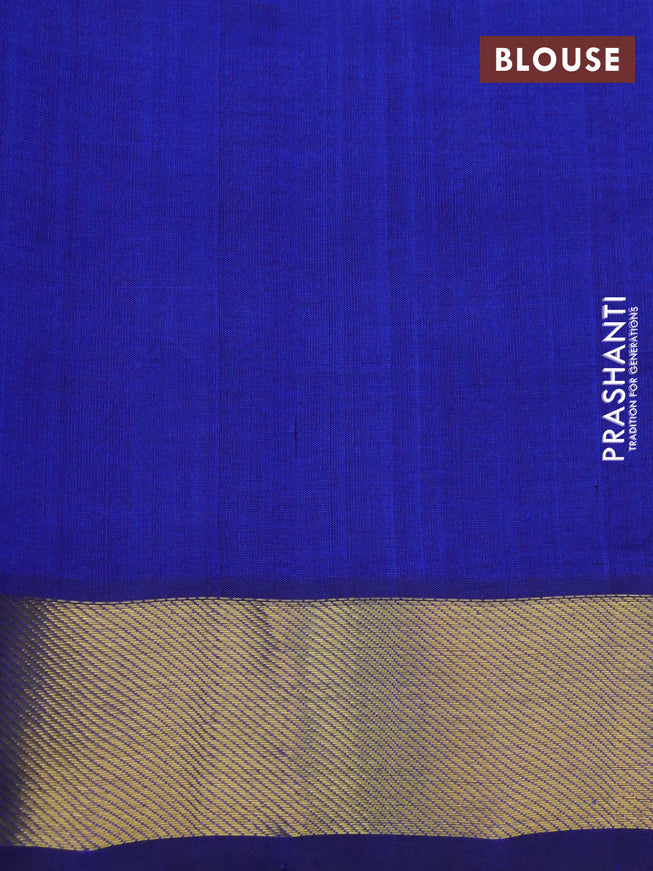 Silk cotton saree light blue and blue with allover paalum pazhamum checks & buttas and zari woven border