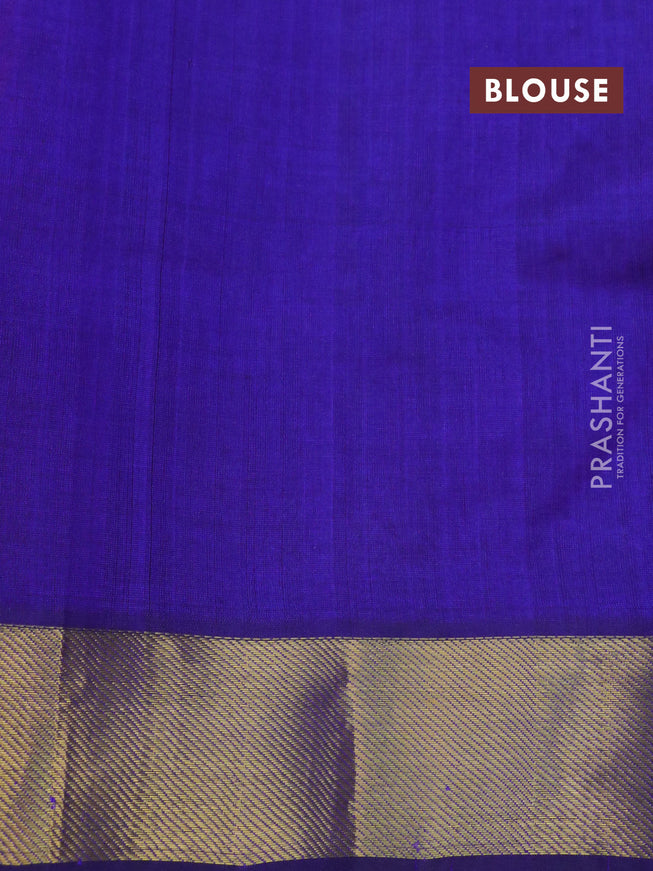 Silk cotton saree pink and blue with allover paalum pazhamum checks & buttas and zari woven border