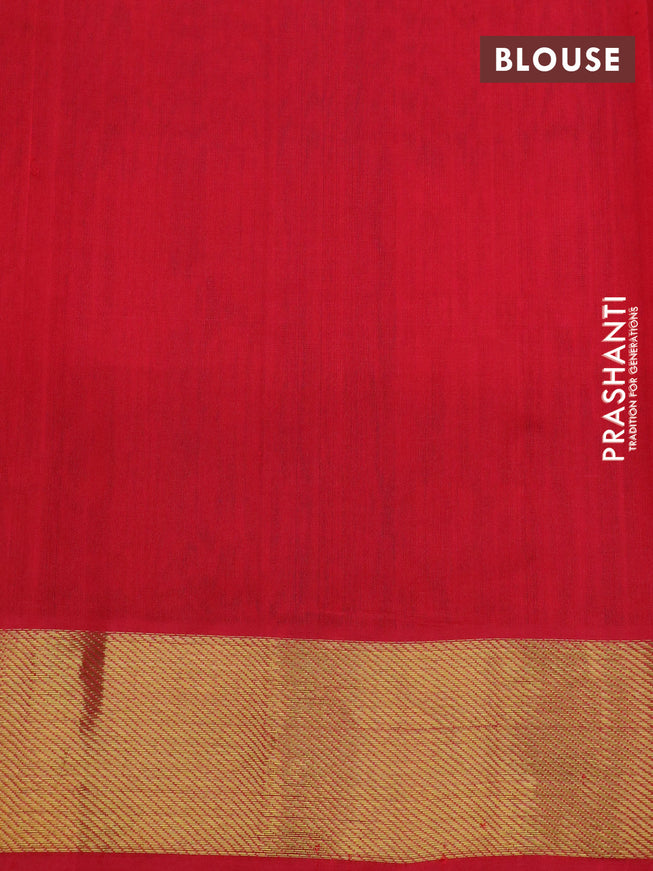 Silk cotton saree cs blue and red with allover paalum pazhamum checks & buttas and zari woven border