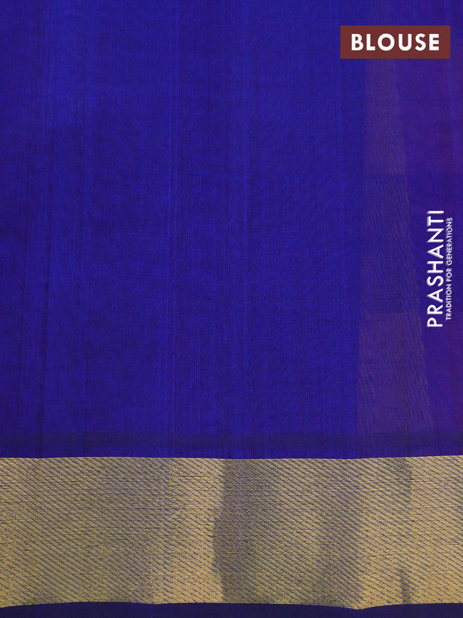 Silk cotton saree multi colour and blue with allover paalum pazhamum checks & buttas and zari woven border