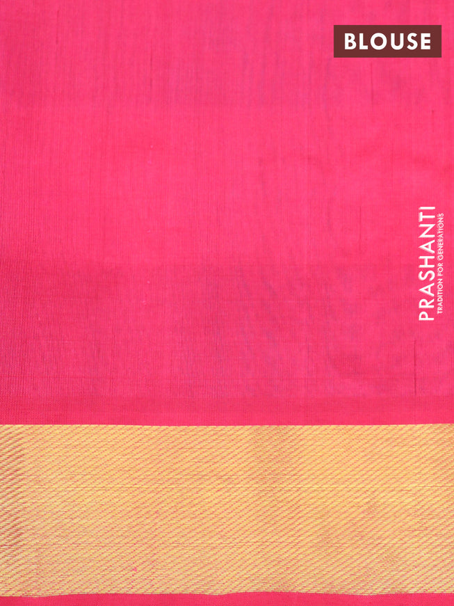 Silk cotton saree cs blue and pink with allover paalum pazhamum checks & buttas and zari woven border