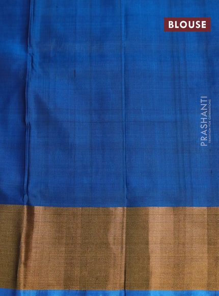 Pure uppada silk saree green and cs blue with zari woven jamdhani butta style and zari woven border