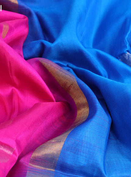 Pure uppada silk saree pink and cs blue with zari woven jamdhani butta style and zari woven border