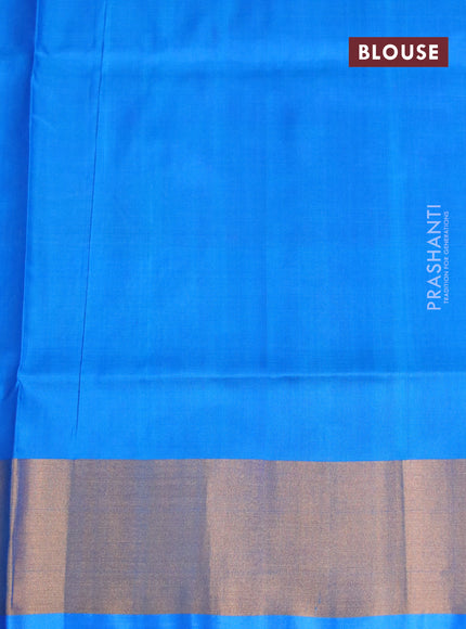 Pure uppada silk saree pink and cs blue with zari woven jamdhani butta style and zari woven border