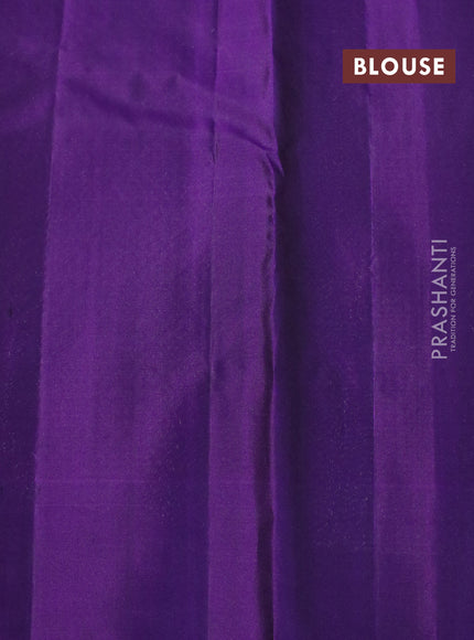 Pure soft silk saree lotus pink and violet with allover zari stripe pattern and silver zari woven butta border