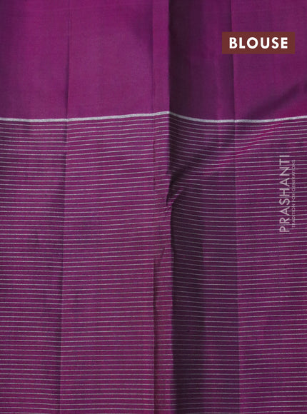 Pure soft silk saree lime yellow and purple with plain body and long zari checked butta border