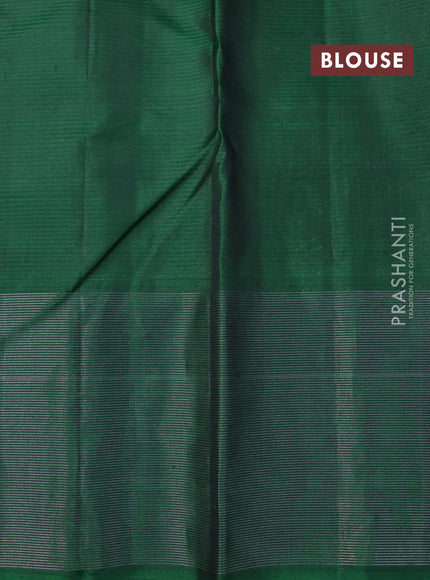 Pure soft silk saree dual shade of pink and green with allover zari weaves and silver zari woven border