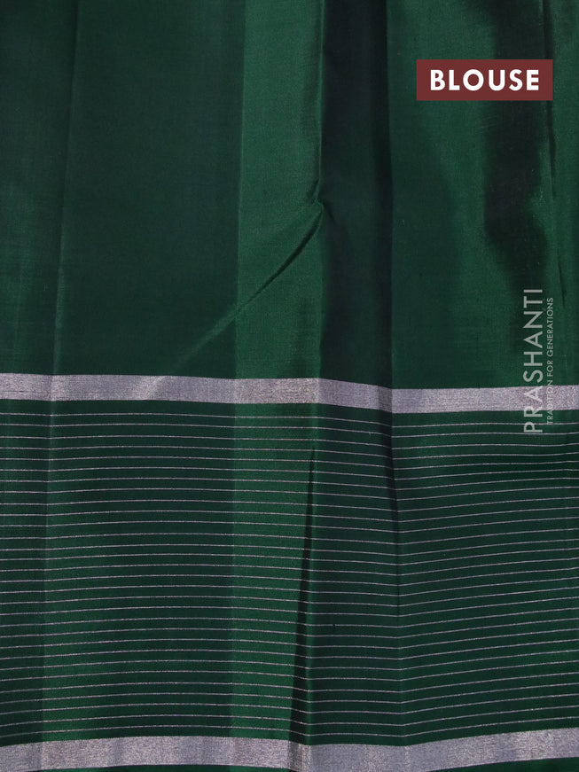 Pure soft silk saree pink and green with silver zari woven buttas and long silver zari woven butta border