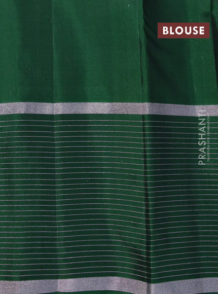 Pure soft silk saree light blue and dark green with silver zari woven buttas and long silver zari woven butta border