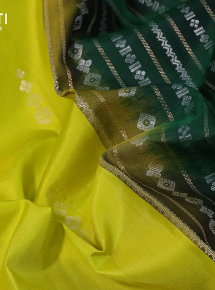 Pure soft silk saree lime yellow and green with zari woven buttas and long zari woven border