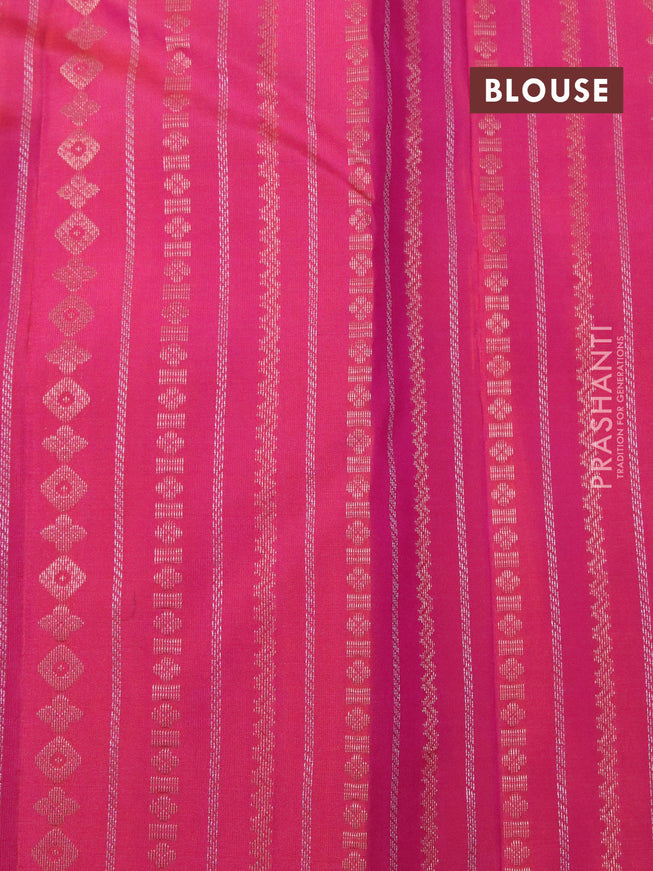 Pure soft silk saree dual shade of light green and dual shade of pinkish orange with zari woven buttas and long zari woven border