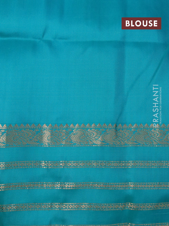 Pure soft silk saree pink and teal blue with allover zari weaves and zari woven border