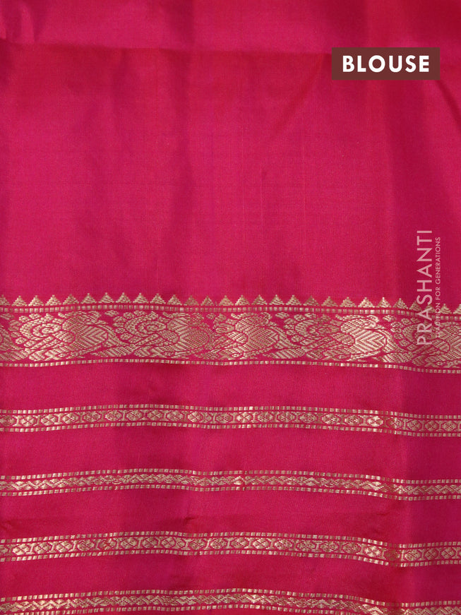 Pure soft silk saree teal blue and pink with allover zari weaves and zari woven border