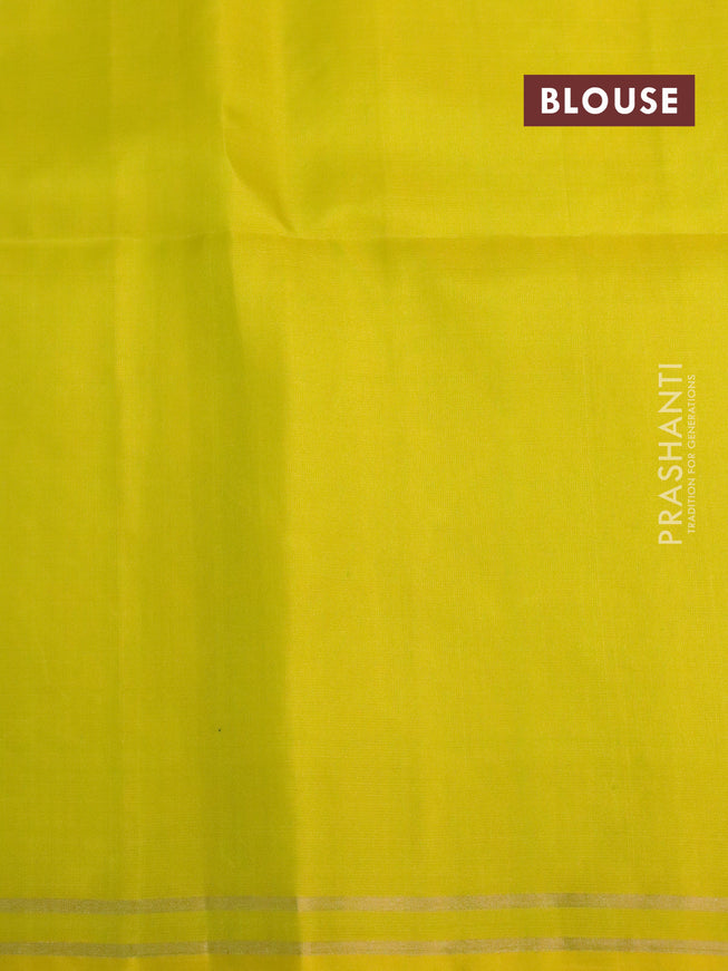 Pure soft silk saree lime yellow with rudhraksha zari woven buttas and zari woven simple border