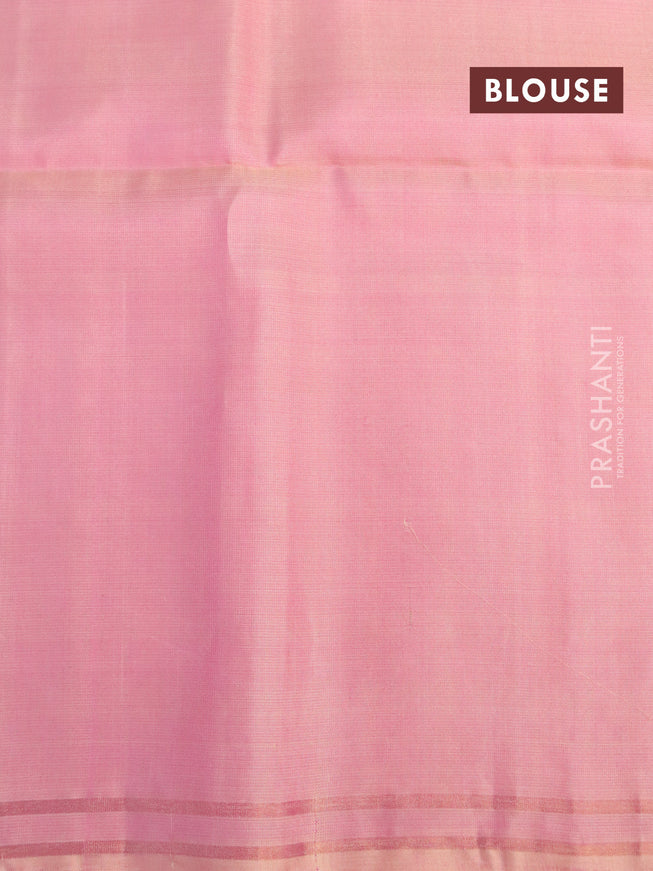 Pure soft silk saree pastel pink with rudhraksha zari woven buttas and zari woven simple border