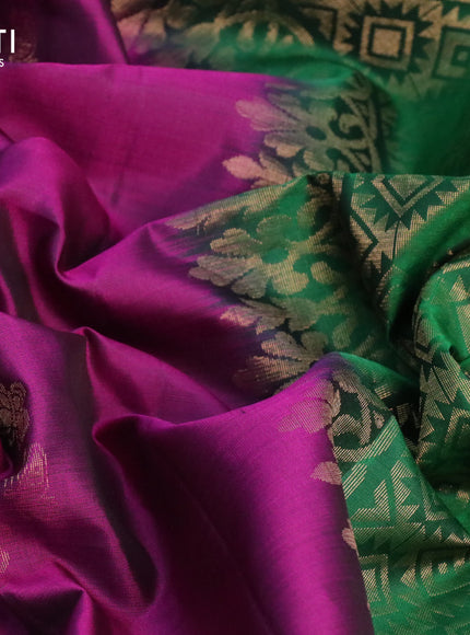 Pure soft silk saree purple and green with zari woven butterfly buttas and zari woven butta border