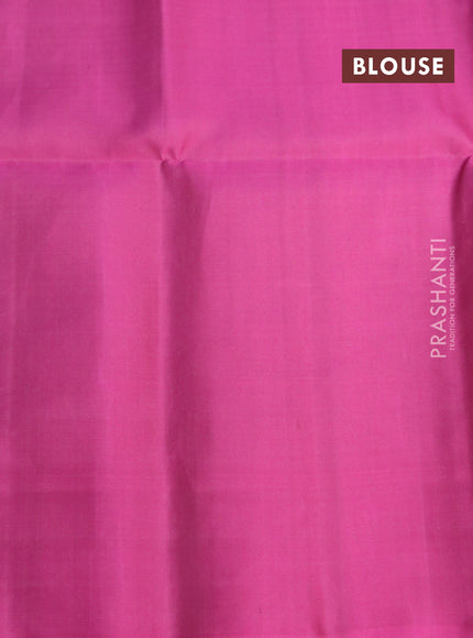 Pure soft silk saree yellow and pink with allover checked pattern & silver zari woven buttas and simple border