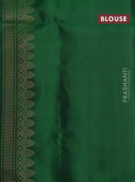 Pure soft silk saree dual shade of pinkish orange and green with allover zari weaves in borderless style