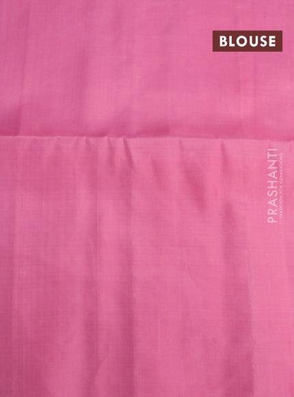 Pure soft silk saree pink with silver zari woven buttas and rich silver zari woven border