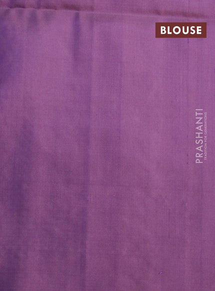 Pure soft silk saree beige and pastel lavender shade with silver zari woven buttas in borderless style