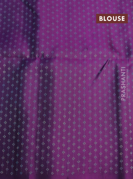 Pure soft silk saree dual shade of cs blue and deep purple with thread & zari woven buttas in borderless style