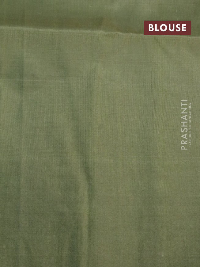 Pure soft silk saree green shade with silver zari woven buttas and rich silver zari woven border