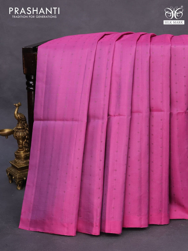 Pure soft silk saree dual shade of pink with allover thread & zari woven butta weaves in borderless style