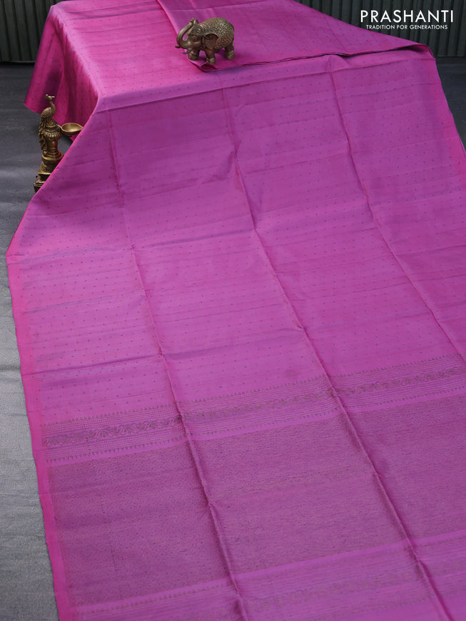 Pure soft silk saree dual shade of pink with allover thread & zari woven butta weaves in borderless style