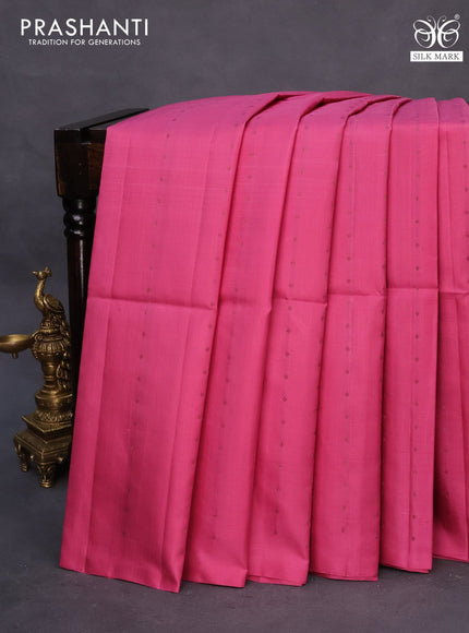 Pure soft silk saree pink with allover thread & zari woven butta weaves in borderless style