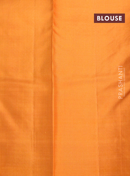 Pure soft silk saree dual shade of pinkish orange and dark mustard with allover thread & zari woven brocade weaves and woven floral butta border