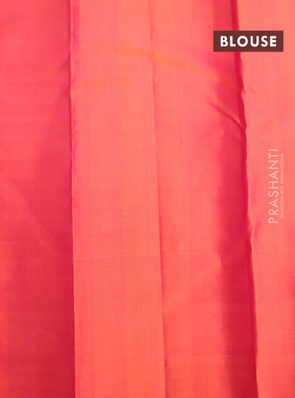 Pure soft silk saree dual shade of pinkish orange with allover thread & zari weaves and woven butta border