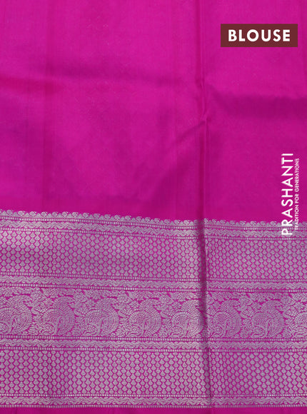 Venkatagiri silk saree purple and pink with silver zari woven annam buttas and long silver zari woven border