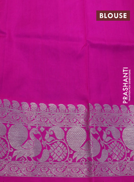 Venkatagiri silk saree dual shade of blue and pink with silver zari woven buttas and silver zari woven annam border