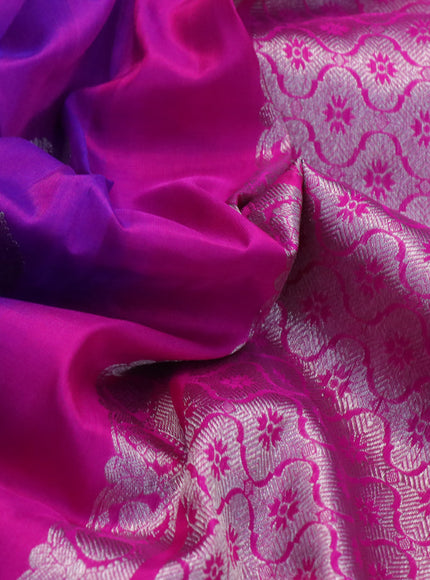 Venkatagiri silk saree purple and pink with silver zari woven buttas and silver zari woven border