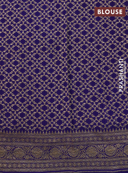 Banarasi crepe saree dark blue with allover thread & zari woven buttas and woven border