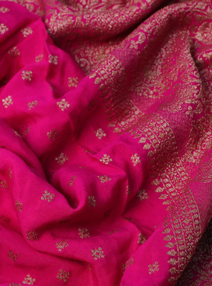 Banarasi crepe saree pink with allover thread & zari woven buttas and woven border