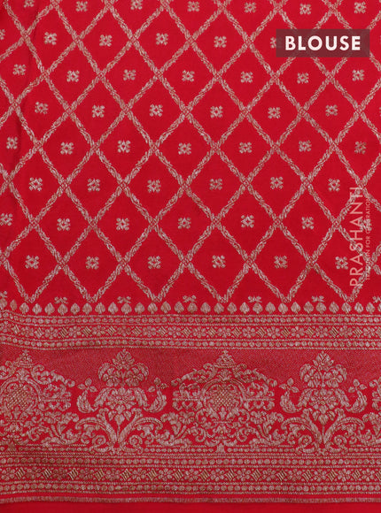 Banarasi crepe saree red with allover thread & zari woven buttas and woven border