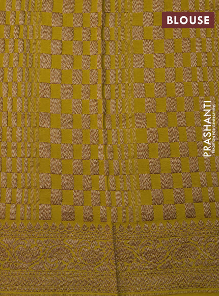 Banarasi crepe saree mustard shade with allover thread & zari woven buttas and woven border