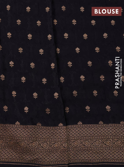 Banarasi crepe saree black with allover thread & zari woven buttas and woven border