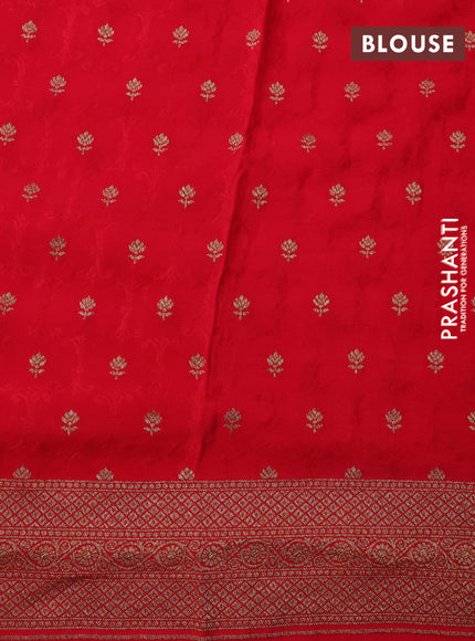 Banarasi crepe saree red with allover thread & zari woven buttas and woven border