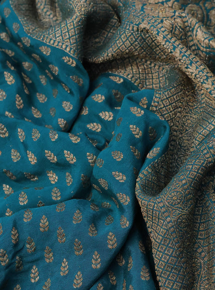 Banarasi crepe saree peacock green with allover thread & zari woven buttas and woven border