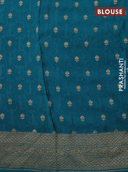 Banarasi crepe saree peacock green with allover thread & zari woven buttas and woven border