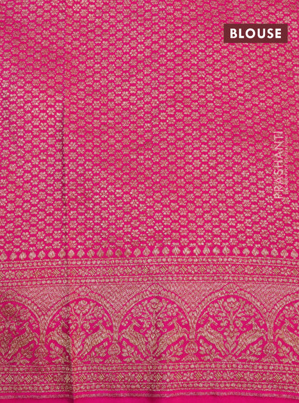 Banarasi crepe saree rani pink with allover thread & zari woven buttas and woven border