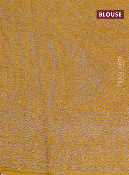 Banarasi crepe saree mustard yellow with allover thread & zari woven buttas and woven border