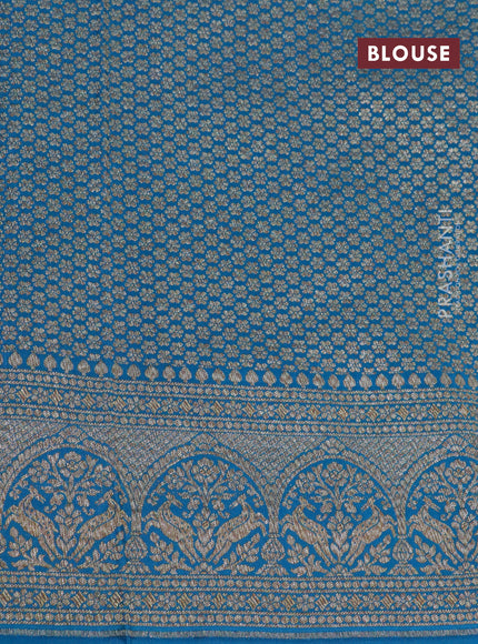 Banarasi crepe saree cs blue with allover thread & zari woven buttas and woven border