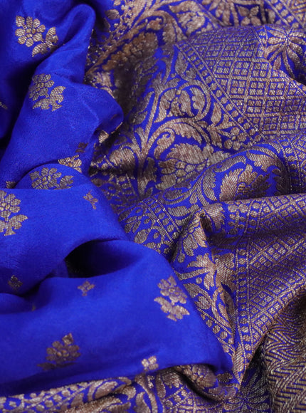 Banarasi crepe saree royal blue with allover thread & zari woven buttas and woven border