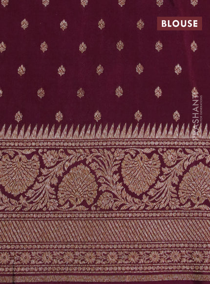 Banarasi crepe saree pink and orange wine shade with allover thread & zari weaves and woven border