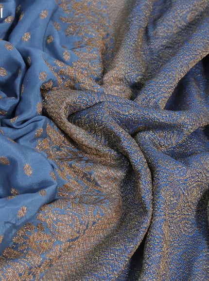 Banarasi crepe saree grey and cs blue with allover thread & zari woven butta weaves and woven border